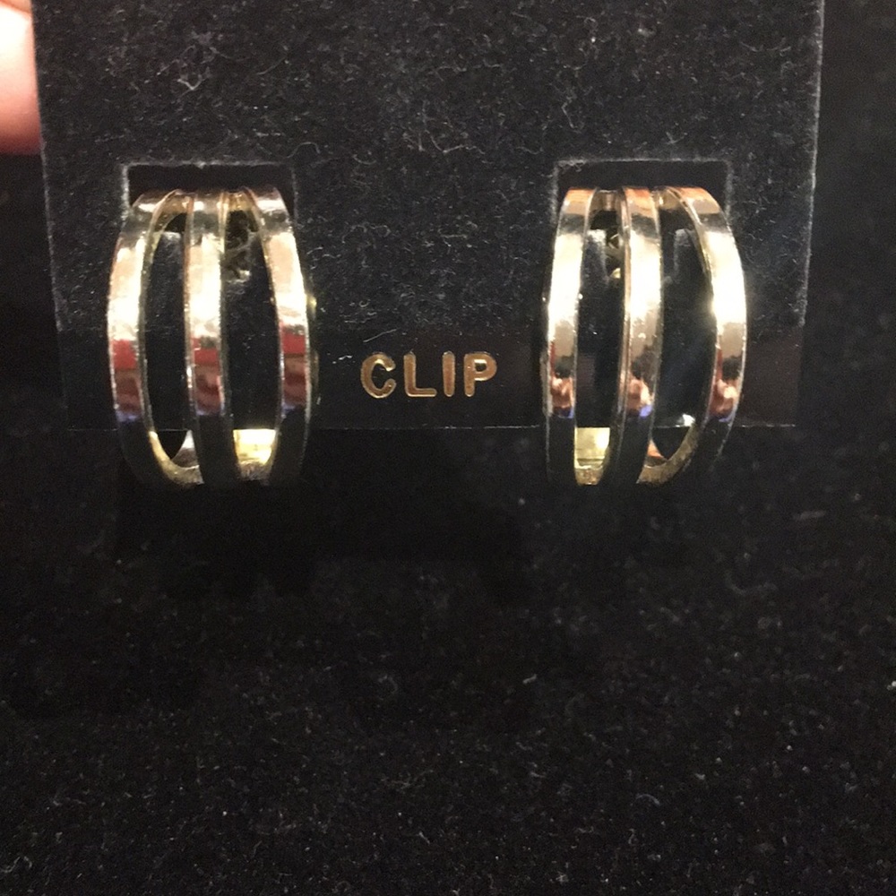 3 ring silver hoop earrings - clip on